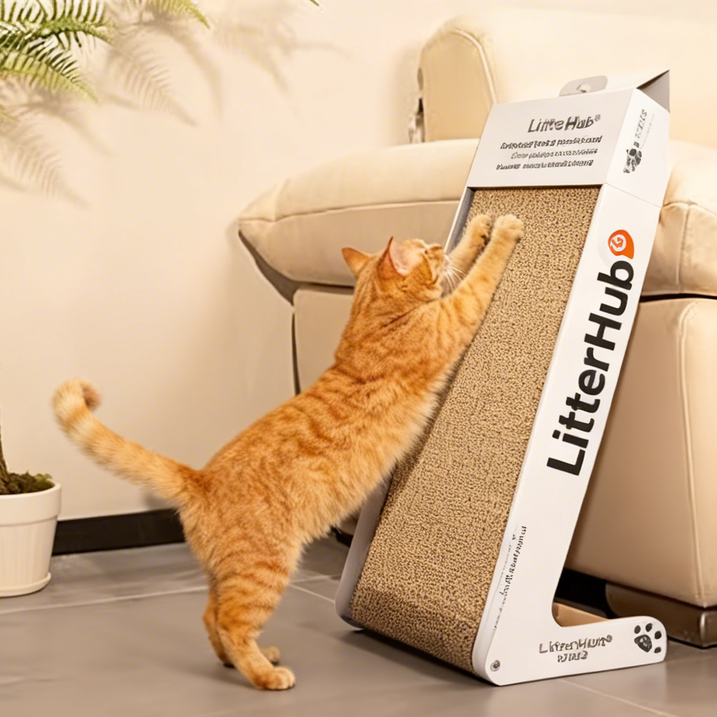 LitterHub® Cat’s Royal Claw-Sharpening Throne & Cozy Nap Den: Premium Durable Cardboard Scratcher – Stop Furniture Scratching, Spoil Your Feline Majesty!