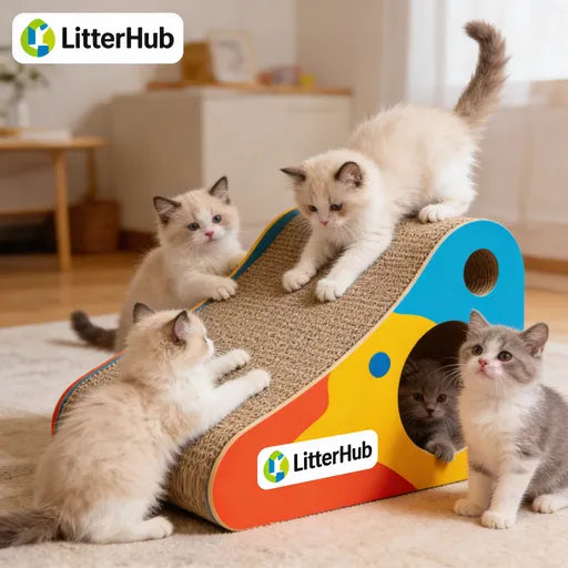 LitterHub® Feline Claw Kingdom Scratching Board – Kitty’s Secret Spot to Sharpen Claws, Unleash Wild Zoomies & Nap Like a Royal | Save Your Furniture from Feline Fury!
